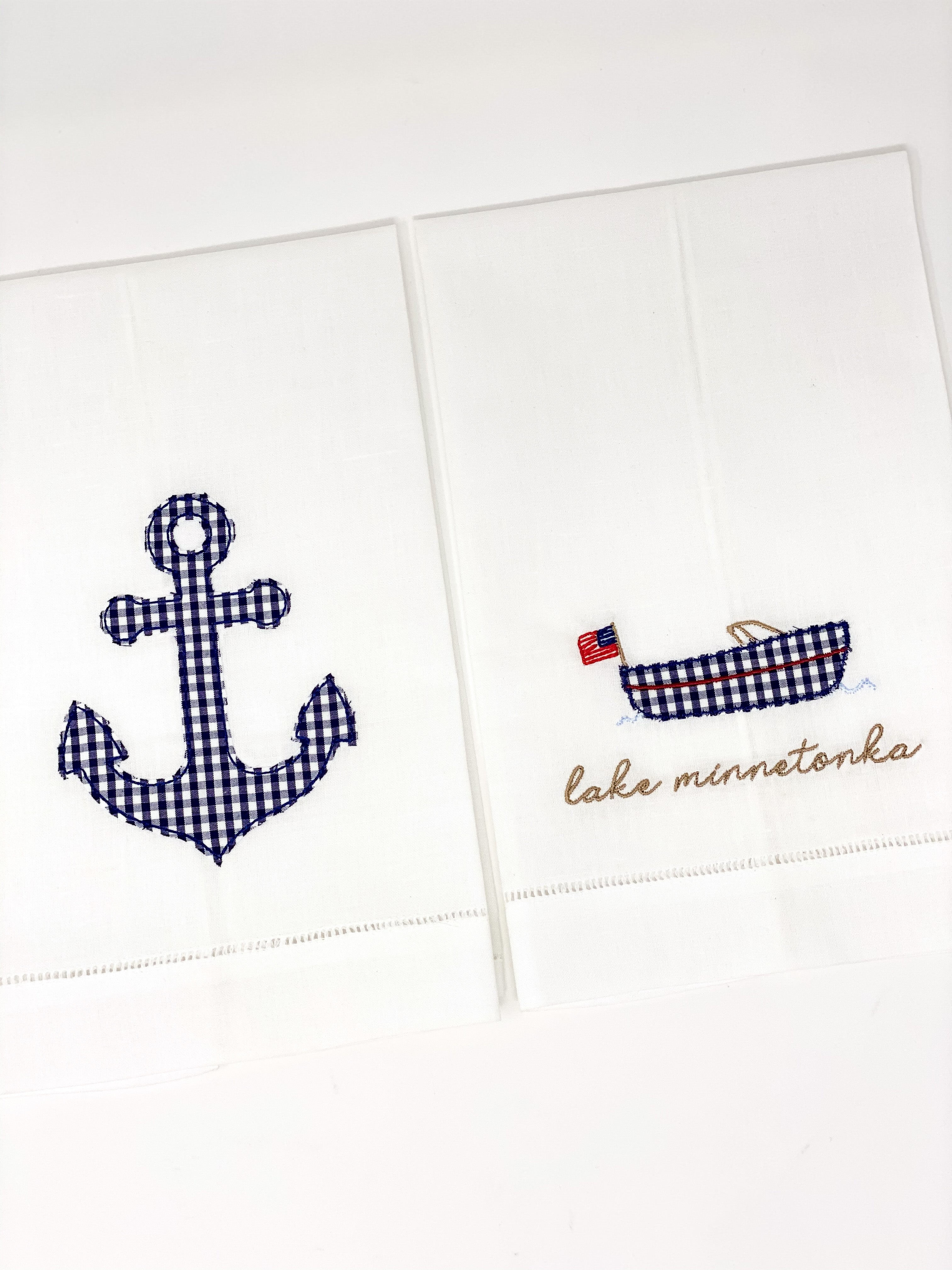 Nautical Linen Hemstitch Guest Towel